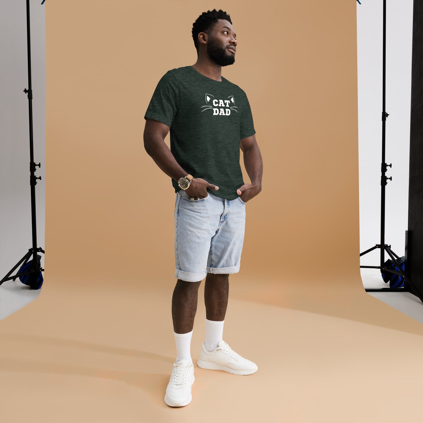 Cat Dad Tee - white print
