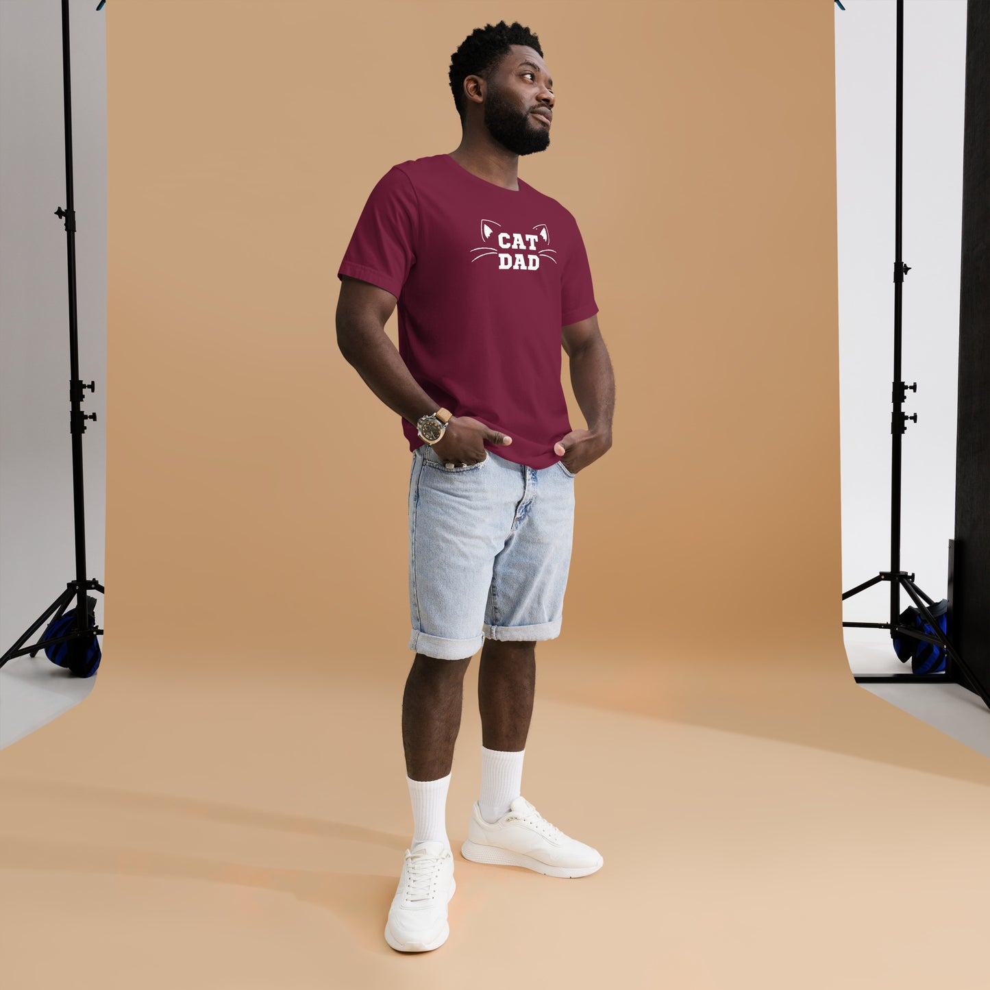 Cat Dad Tee - white print