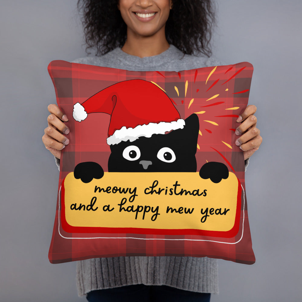 Meowy Christmas Pillow